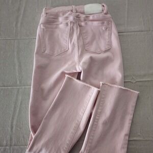 DL1961 Mara Straight Jeans Size 23 Pink Peony Mid Rise Instasculpt Ankle Raw Hem